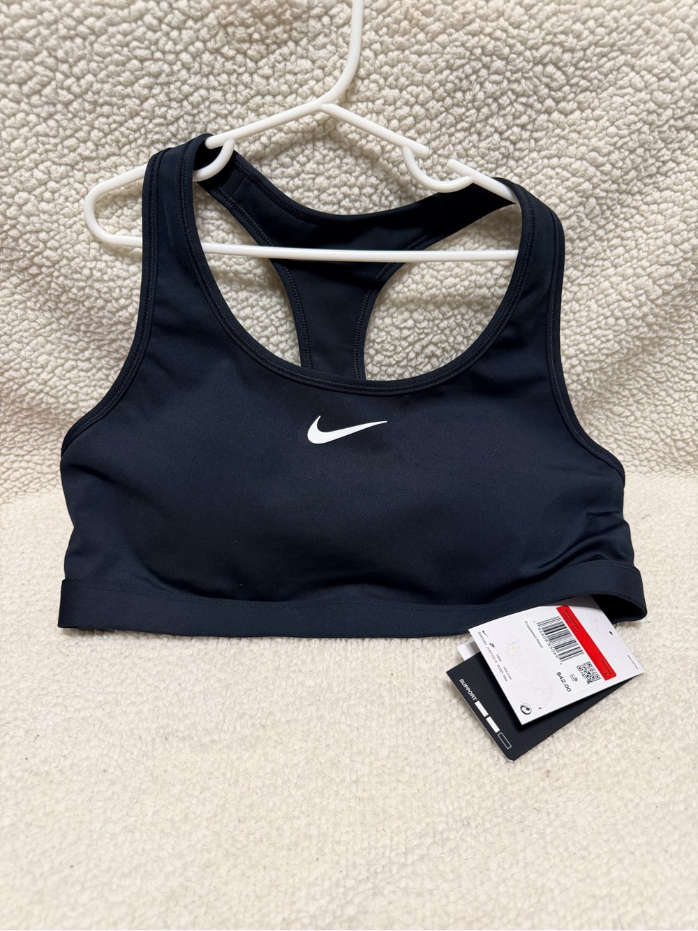 Nike Black Racerback Medium-Support Sports Bra with White Swoosh